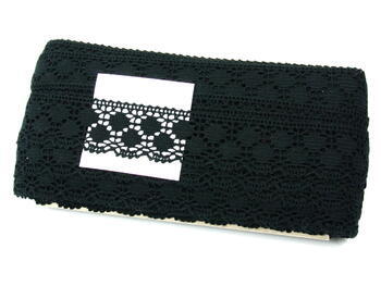 Cotton bobbin lace 75195, width 43 mm, black - 4