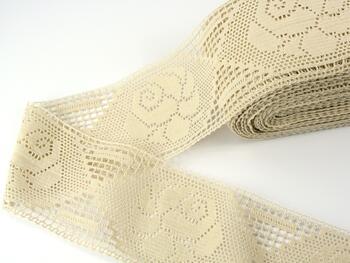 Cotton bobbin lace insert 75197, width 88 mm, ecru - 4