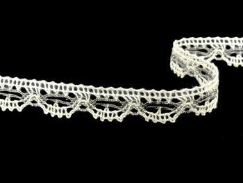 Cotton bobbin lace 75203, width 20 mm, ecru/dark linen gray - 4