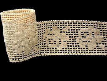 Cotton bobbin lace insert 75210, width 83 mm, ecru - 4