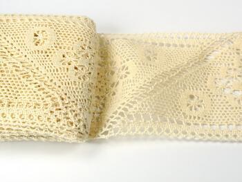 Cotton bobbin lace insert 75216, width 115 mm, ecru - 4