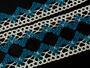 Cotton bobbin lace 75220, width 33 mm, ecru/aquamarine - 4/4