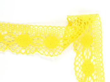 Cotton bobbin lace 75223, width 50 mm, yellow - 4