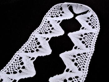 Cotton bobbin lace 75221, width 65 mm, white - 4