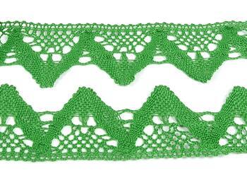 Cotton bobbin lace 75221, width 65 mm, grass green - 4