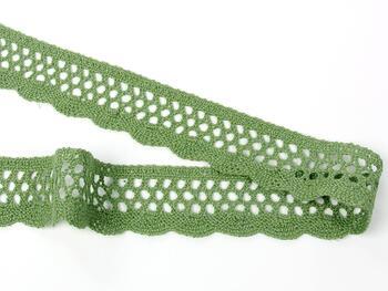 Cotton bobbin lace 75231, width 40 mm, green olive - 4