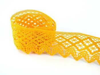 Cotton bobbin lace 75234, width 54 mm, dark yellow - 4