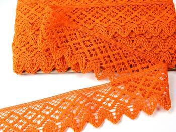 Cotton bobbin lace 75234, width 54 mm, rich orange - 4