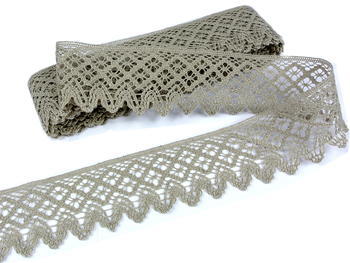 Linen bobbin lace 75234, width 54 mm, 100% linen bleached - 4