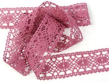 Cotton bobbin lace insert 75235, width 43 mm, pink - 4