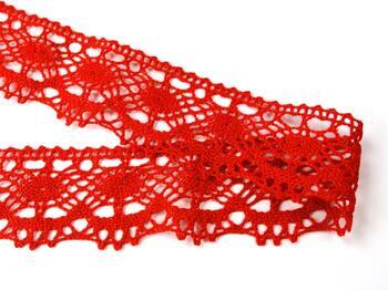 Cotton bobbin lace 75238, width 51 mm, red - 4