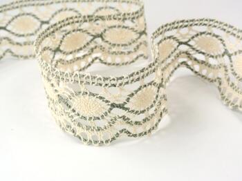 Cotton bobbin lace 75238, width 51 mm, ecru/dark linen gray - 4