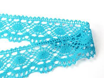 Cotton bobbin lace 75238, width 51 mm, turquoise - 4