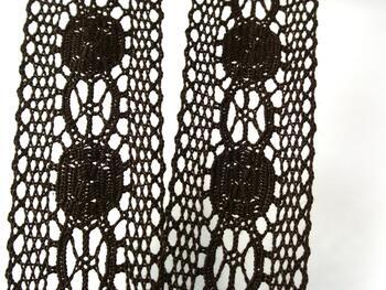 Cotton bobbin lace insert 75249, width 48 mm, dark brown - 4