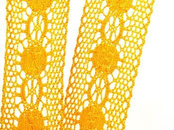 Cotton bobbin lace insert 75249, width 48 mm, yellow - 4