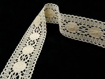 Cotton bobbin lace insert 75249, width 48 mm, ecru - 4