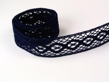 Cotton bobbin lace insert 75250, width 31 mm, dark blue - 4