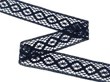 Cotton bobbin lace insert 75250, width 31 mm, black blue - 4