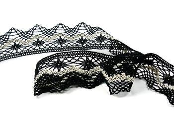 Cotton bobbin lace 75251, width 50 mm, black/ecru - 4