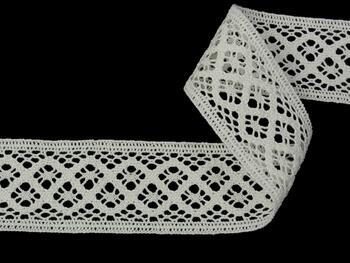 Cotton bobbin lace insert 75252, width 45 mm, ivory - 4