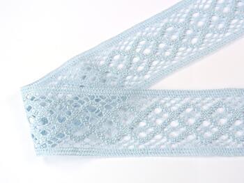 Cotton bobbin lace insert 75252, width 45 mm, light blue - 4