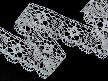 Linen bobbin lace 75253, width 50 mm, 100% linen bleached - 4