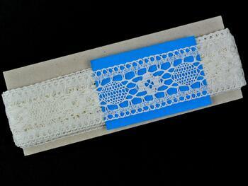 Linen bobbin lace insert 75254, width 48 mm, 100% linen bleached - 4