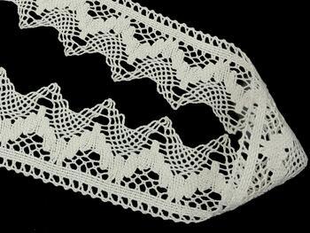 Cotton bobbin lace 75256, width 80 mm, light cream - 4