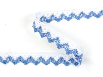 Cotton bobbin lace 75259, width 17 mm, white/sky blue - 4