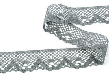 Cotton bobbin lace 75261, width 40 mm, gray - 4