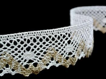 Linen bobbin lace 75261, width 40 mm, 100% linen bleached/natural - 4