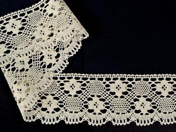 Cotton bobbin lace 75262, width 80 mm, ecru - 4