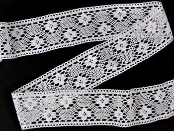 Cotton bobbin lace insert 75263, width 74 mm, white - 4