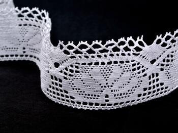 Cotton bobbin lace 75272, width 68 mm, white - 4