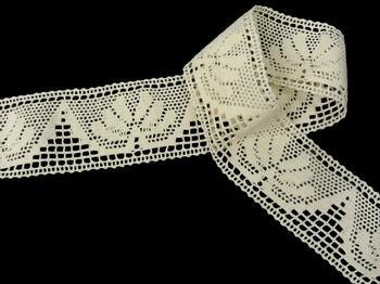 Cotton bobbin lace insert 75273, width 58 mm, ecru - 4
