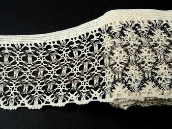 Cotton bobbin lace 75289, width 120 mm, ecru/light brown/dark brown - 4