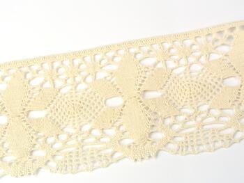 Cotton bobbin lace 75290, width 85 mm, ecru - 4