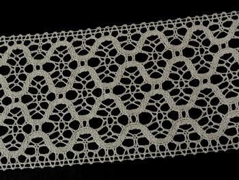 Cotton bobbin lace insert 75291, width 30 mm, light linen gray - 4