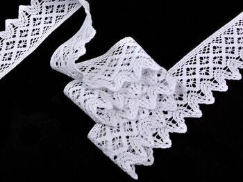 Cotton bobbin lace 75293, width 68 mm, white - 4