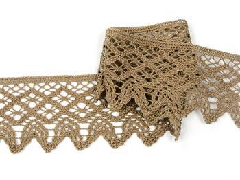 Cotton bobbin lace 75293, width 68 mm, dark beige - 4
