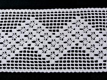 Cotton bobbin lace insert 75299, width 128 mm, white - 4