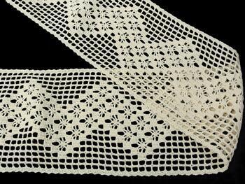 Cotton bobbin lace insert 75299, width 128 mm, ecru - 4