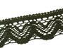 Cotton bobbin lace 75301, width 58 mm, dark olive - 4/4