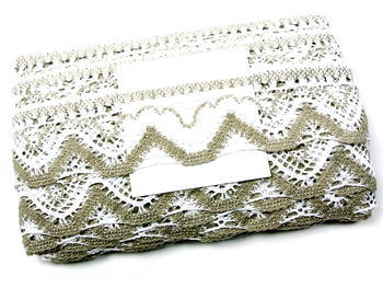 Bobbin lace No. 75301 white/dark linen | 30 m - 4