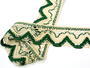 Cotton bobbin lace 75301, width 58 mm, ecru/dark green - 4/4