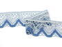 Cotton bobbin lace 75301, width 58 mm, light blue/light cream/sky blue - 4/4