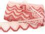 Cotton bobbin lace 75301, width 58 mm, pink/light cream/rose - 4/4