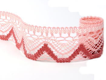 Bobbin lace No. 75301 pink/light creamy/rose | 30 m - 4