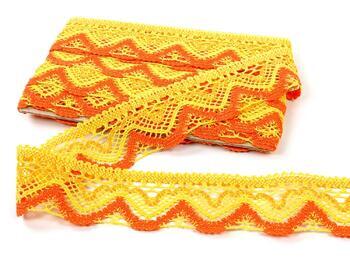 Cotton bobbin lace 75301, width 58 mm, yellow/dark yellow/rich orange - 4