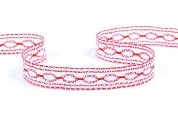 Cotton bobbin lace insert 75305, width 18 mm, white/red - 4